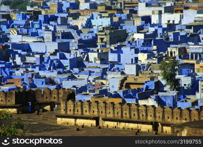 High angle view of a cityscape, Jodhpur, Rajasthan, India