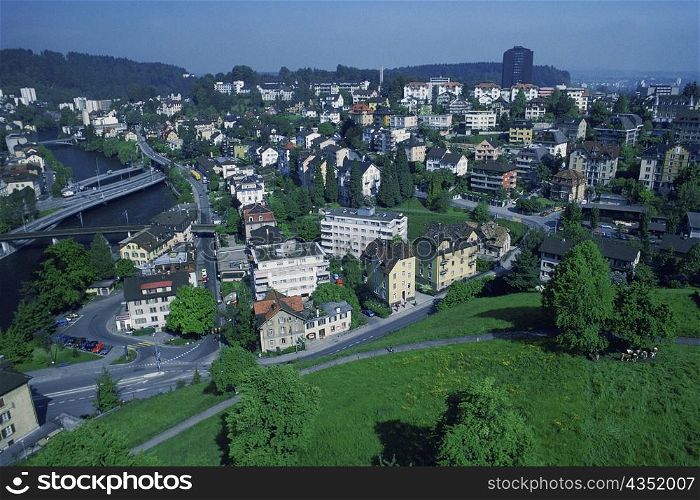 High angle view of a cityscape, Lucerne, Switzerland