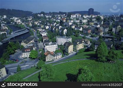 High angle view of a cityscape, Lucerne, Switzerland