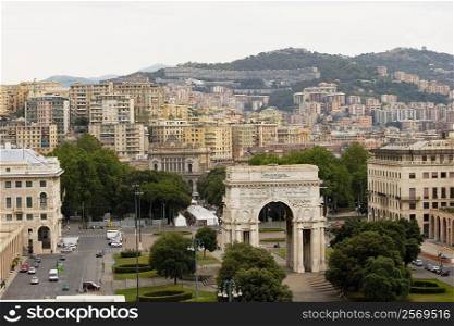 High angle view of a cityscape, Piazza Della Vittoria, Genoa, Liguria, Italy