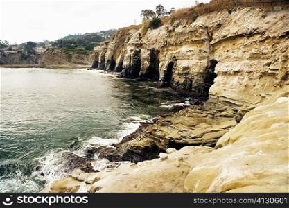 High angle view of a cliff, La Jolla Reefs, San Diego Bay, California, USA