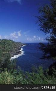 High angle view of a coastline, Hawaii, USA