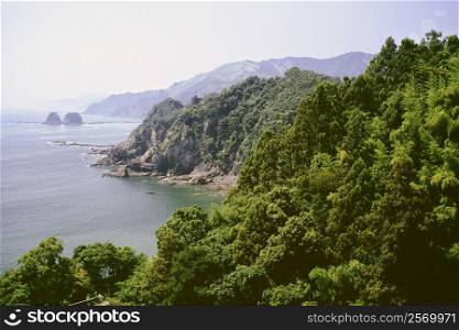High angle view of a coastline, Kochi, Shikoku, Japan