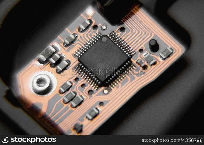 High angle view of a computer chip