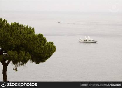 High angle view of a cruise ship in the sea, Positano, Amalfi Coast, Salerno, Campania, Italy