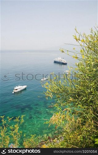 High angle view of a cruise ship, Naples, Naples Province, Campania, Italy