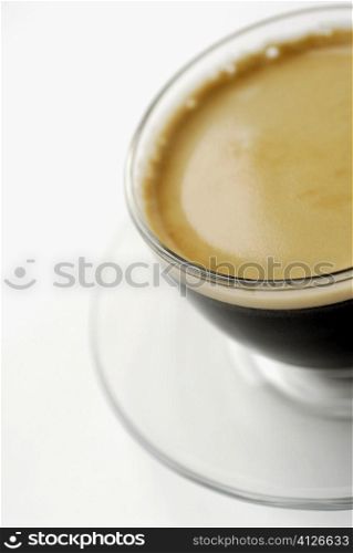 High angle view of a cup of black coffee