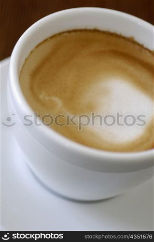 High angle view of a cup of coffee