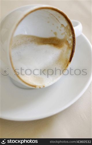 High angle view of a cup of coffee