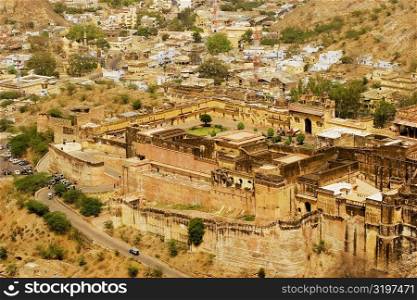 High angle view of a fort, Jaigarh Fort, Jaipur, Rajasthan, India