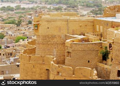 High angle view of a fort, Jaisalmer, Rajasthan, India