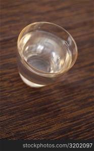 High angle view of a glass of water