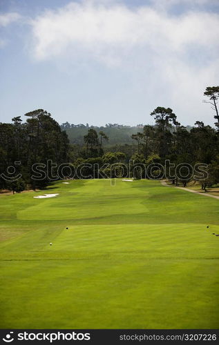 High angle view of a golf course