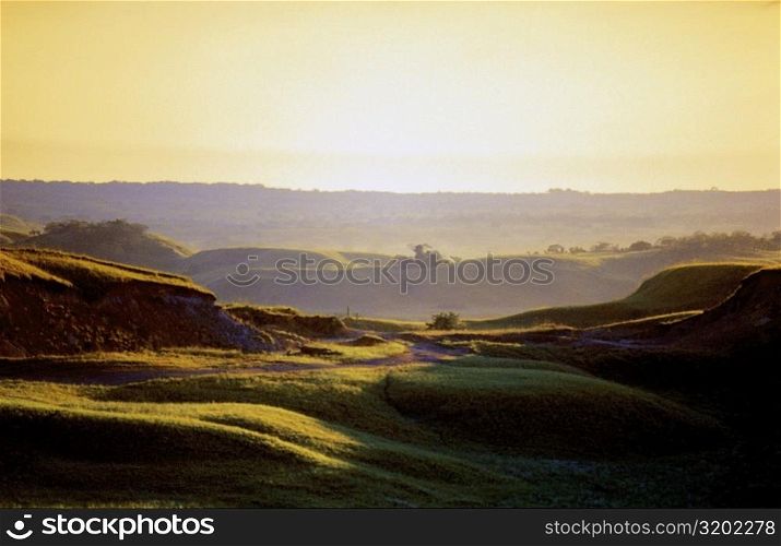 High angle view of a hilly landscape