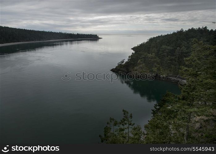 High angle view of a lake, Deception Pass State Park, Oak Harbor, Washington State, USA