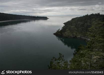 High angle view of a lake, Deception Pass State Park, Oak Harbor, Washington State, USA