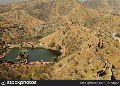 High angle view of a lake, Jaigarh Fort, Jaipur, Rajasthan, India