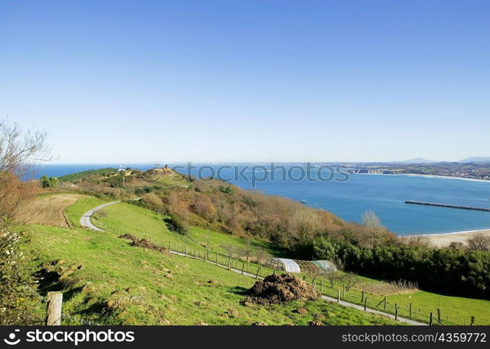 High angle view of a landscape by the sea, Spain