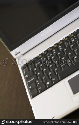 High angle view of a laptop