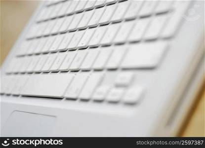 High angle view of a laptop keyboard