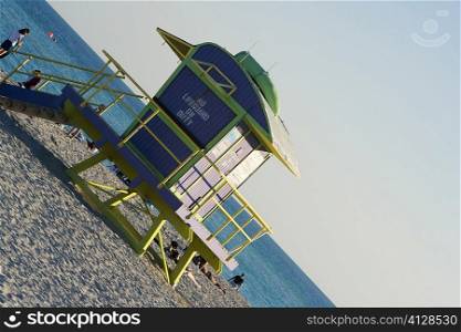 High angle view of a lifeguard hut, Miami, Florida, USA