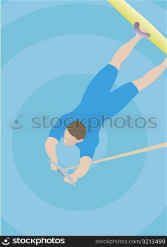 High angle view of a man wakeboarding