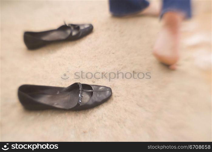 High angle view of a pair of shoes