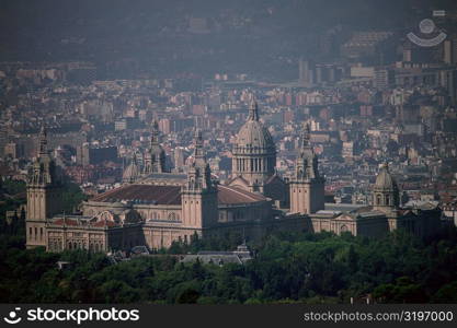 High angle view of a palace, Palace of Montjuic, Barcelona, Catalonia, Spain