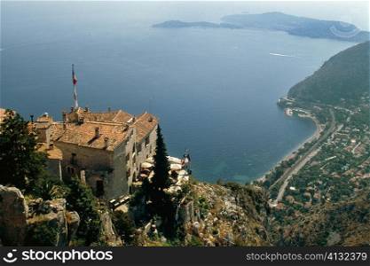 High Angle view of a picturesque township, EZE, France