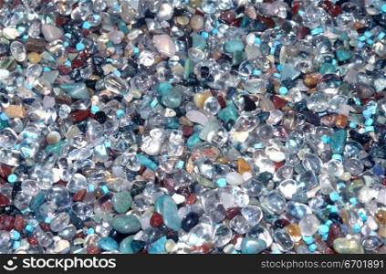 High angle view of a pile of precious stones