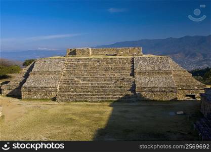 High angle view of a pyramid, Monte Alban, Oaxaca State, Mexico