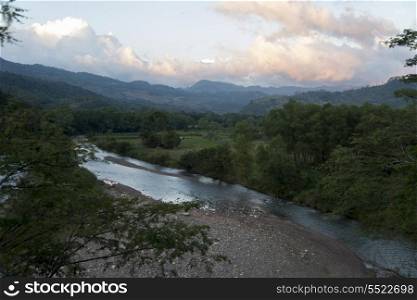 High angle view of a river in the valley, Copan, Copan Ruinas, Honduras
