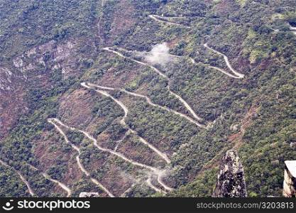 High angle view of a road on mountains, Machu Picchu, Cusco Region, Peru