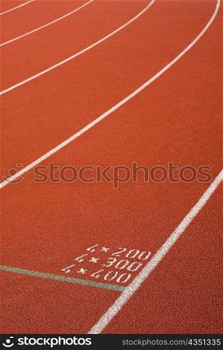 High angle view of a running track
