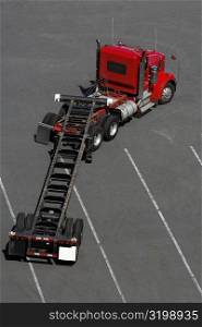 High angle view of a semi-truck at a commercial dock