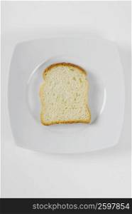 High angle view of a slice of bread on a plate