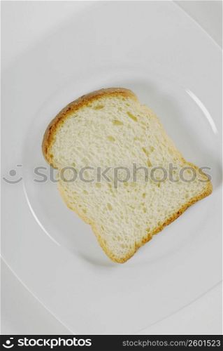 High angle view of a slice of bread on a plate