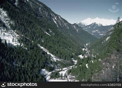 High angle view of a snowcapped mountain, Switzerland