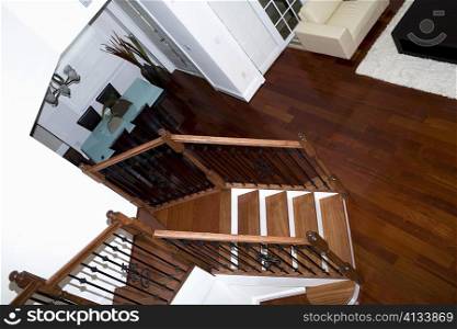 High angle view of a staircase in a house
