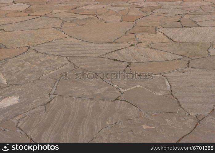 High angle view of a stone floor
