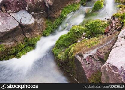 High angle view of a stream flowing through rocks, Mt Yuntai, Jiaozuo, Henan Province, China