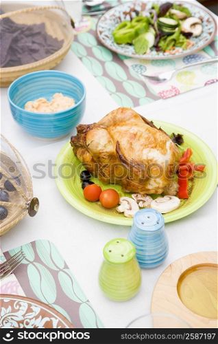 High angle view of a table setting