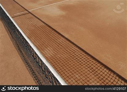 High angle view of a tennis net