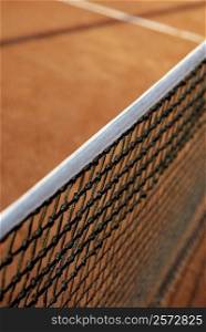 High angle view of a tennis net on a tennis court