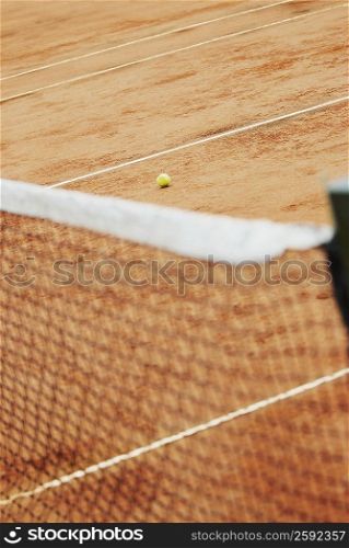 High angle view of a tennis net on a tennis court