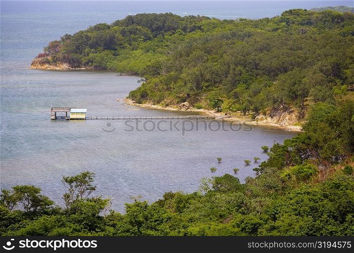High angle view of a tourist resort, Paya Bay Resort, Roatan, Bay Islands, Honduras