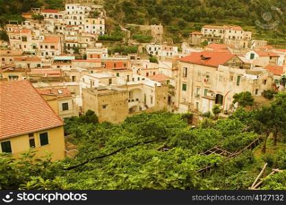 High angle view of a town, Costiera Amalfitana, Amalfi, Salerno, Campania, Italy