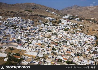 High angle view of a town, Lindos, Rhodes, Dodecanese Islands, Greece