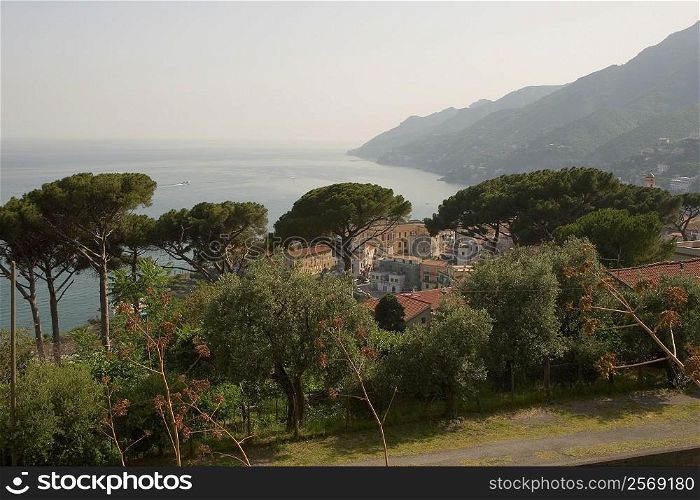 High angle view of a town, Vietri sul Mare, Costiera Amalfitana, Salerno, Campania, Italy
