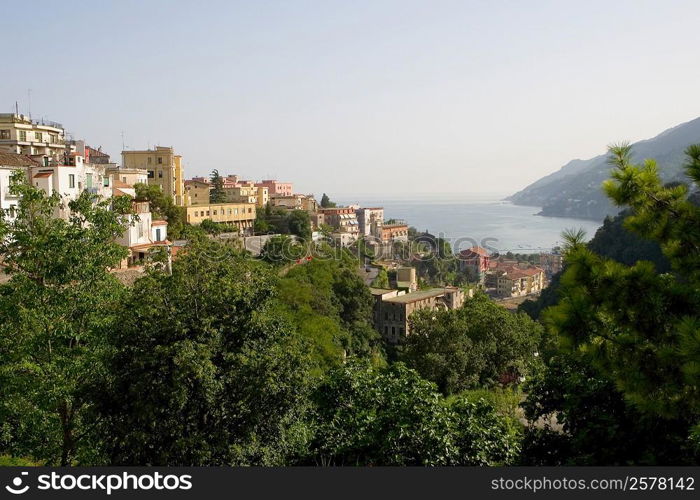 High angle view of a town, Vietri sul Mare, Costiera Amalfitana, Salerno, Campania, Italy